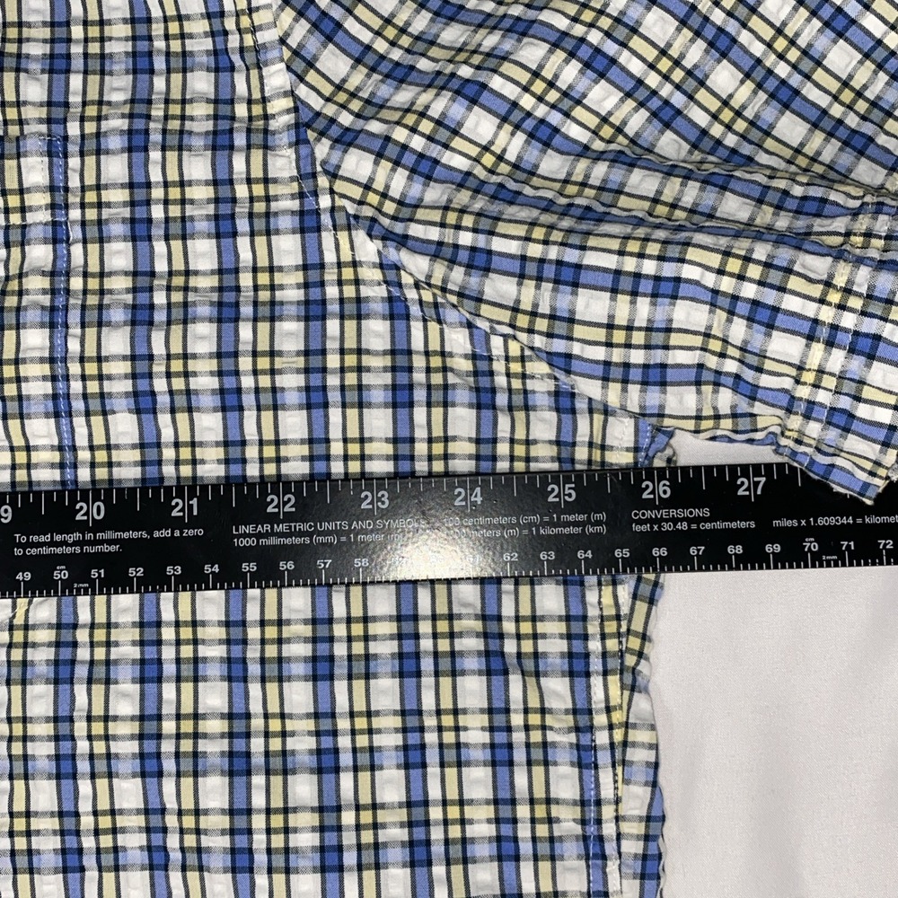 LL Bean Seersucker Plaid (Green, Blue) Organic XL Shirt (Bundle 2) - Picture 7 of 13